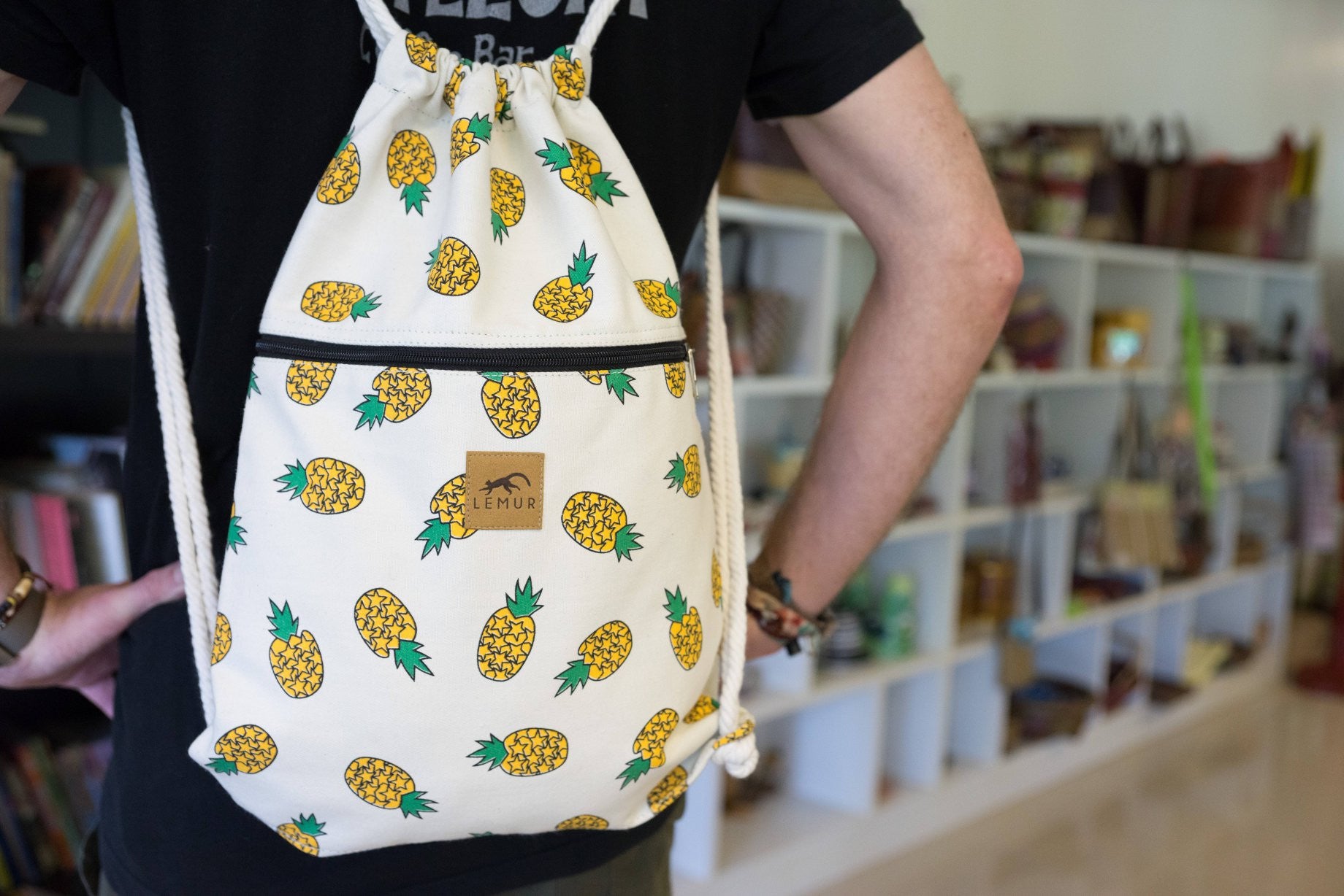 Pineapple Canvas Drawstring Backpack