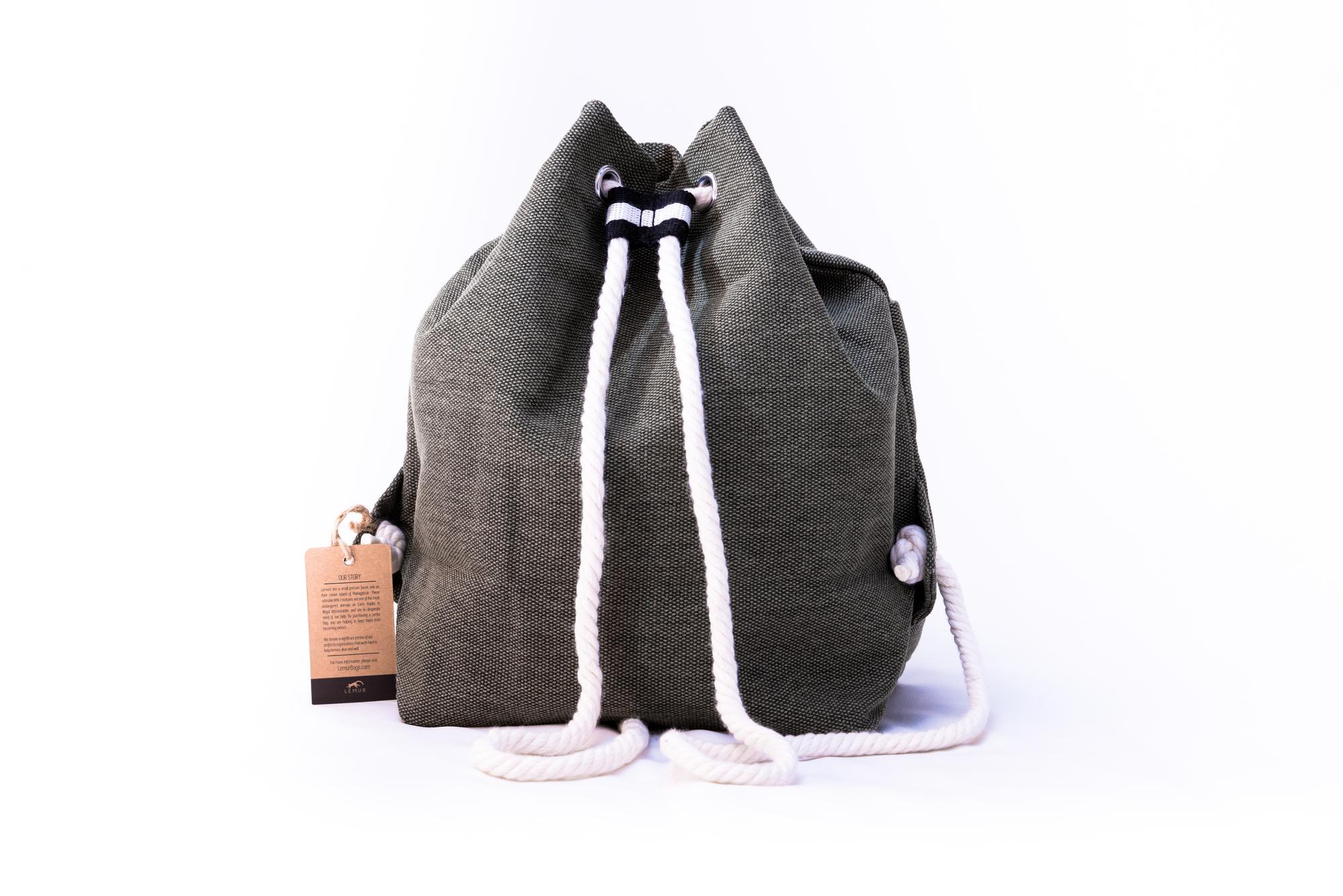 Stone Gray Canvas Drawstring Day Bag