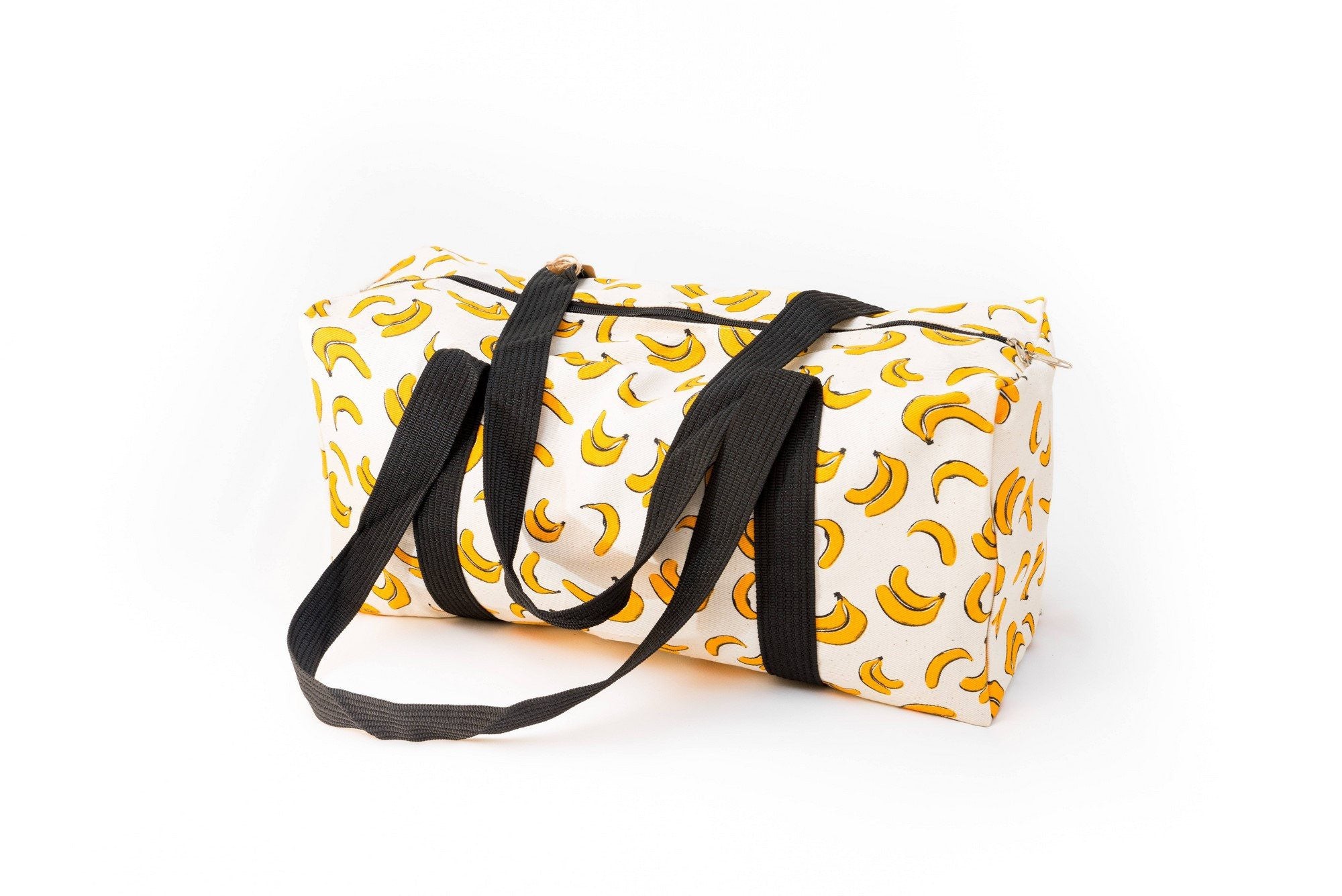 Canvas Duffel Bag - Canvas Duffel Bag - Gym Or Sports Bag, Carry-On Travel Luggage By Lemur Bags (Bananas)