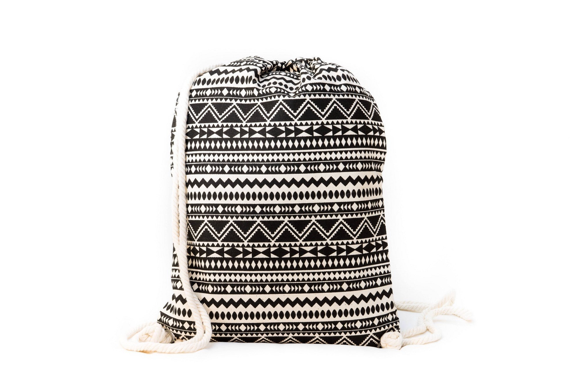 Drawstring Backpack - Drawstring Backpack - Canvas Cinch Daypack Sackpack By Lemur Bags (Aztec Tribal)