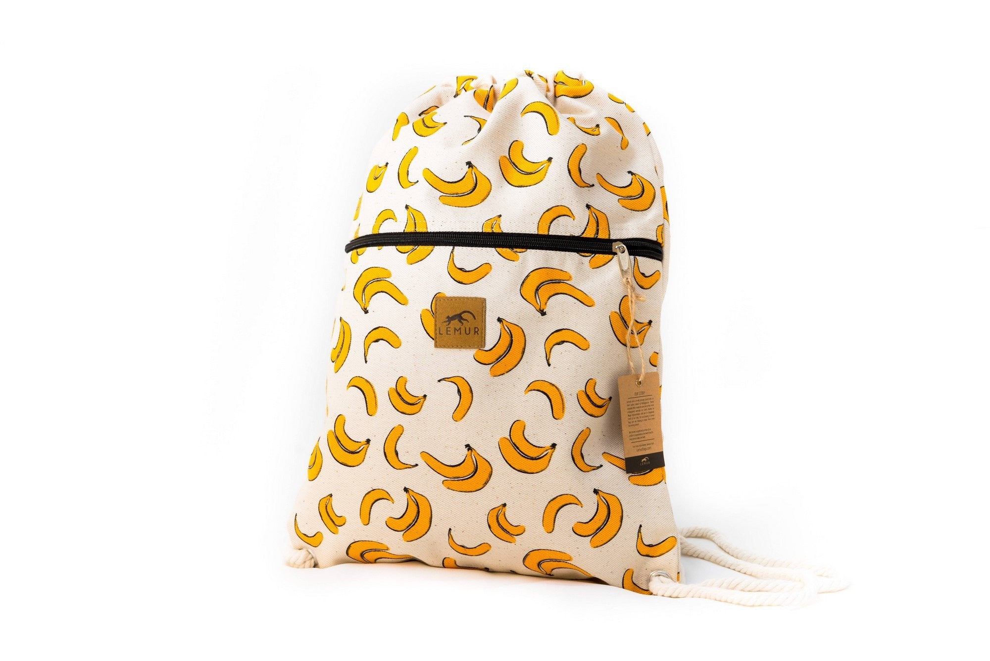 Drawstring Backpack - Drawstring Backpack - Canvas Cinch Daypack Sackpack By Lemur Bags (Bananas)