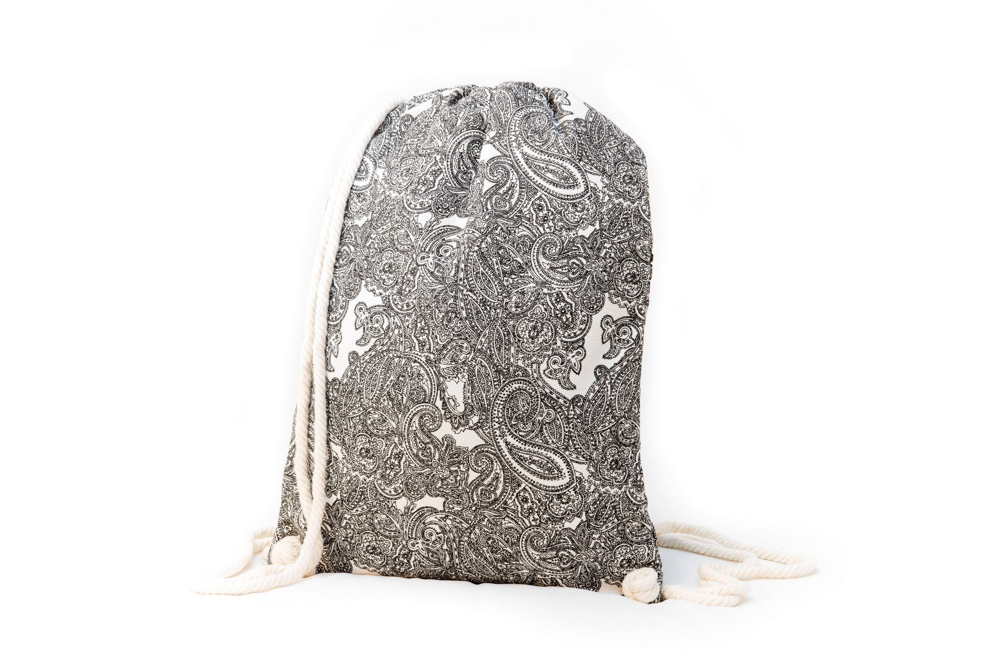 Drawstring Backpack - Drawstring Backpack - Canvas Cinch Daypack Sackpack By Lemur Bags (Paisley)