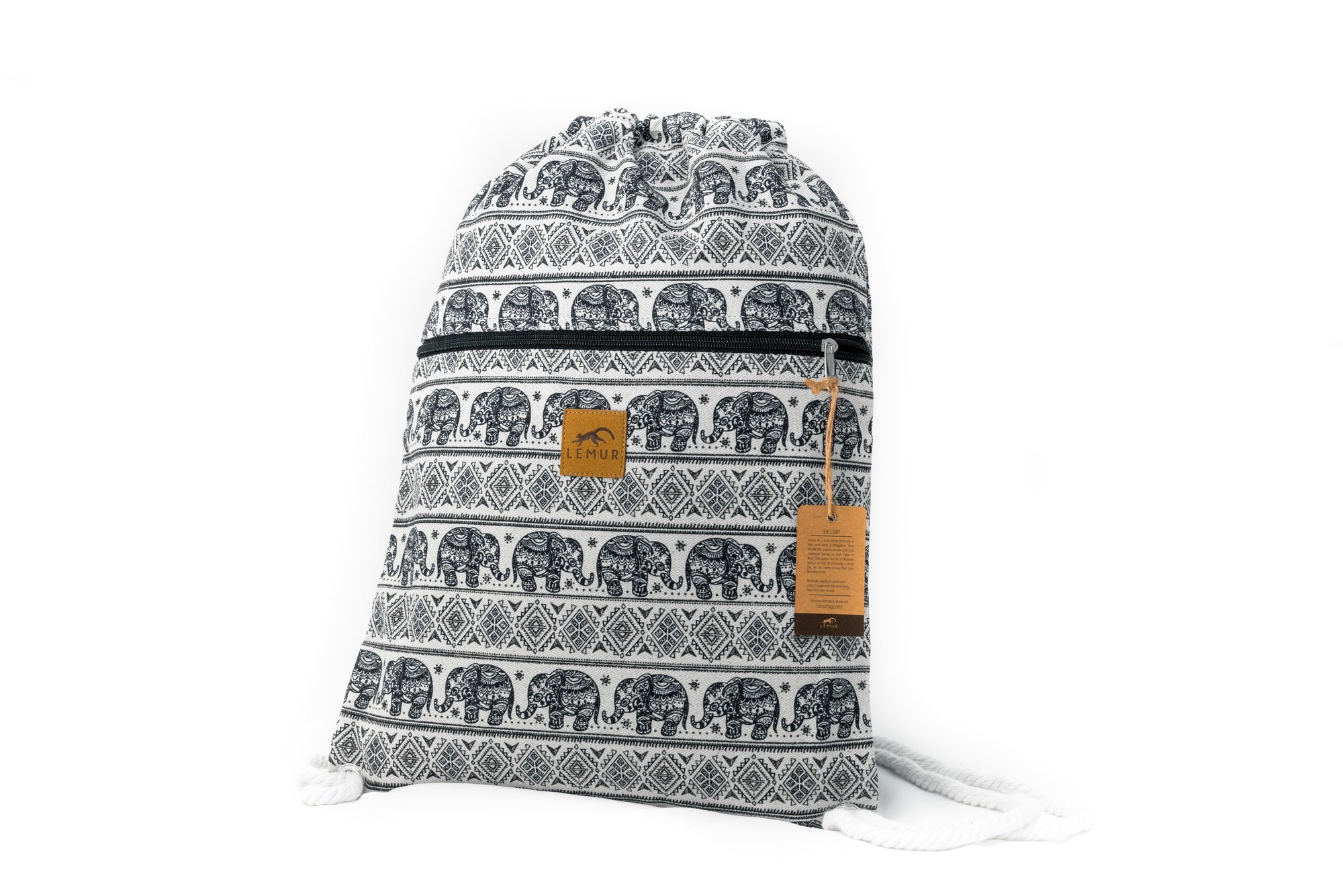 Elephants - Canvas Drawstring Backpack