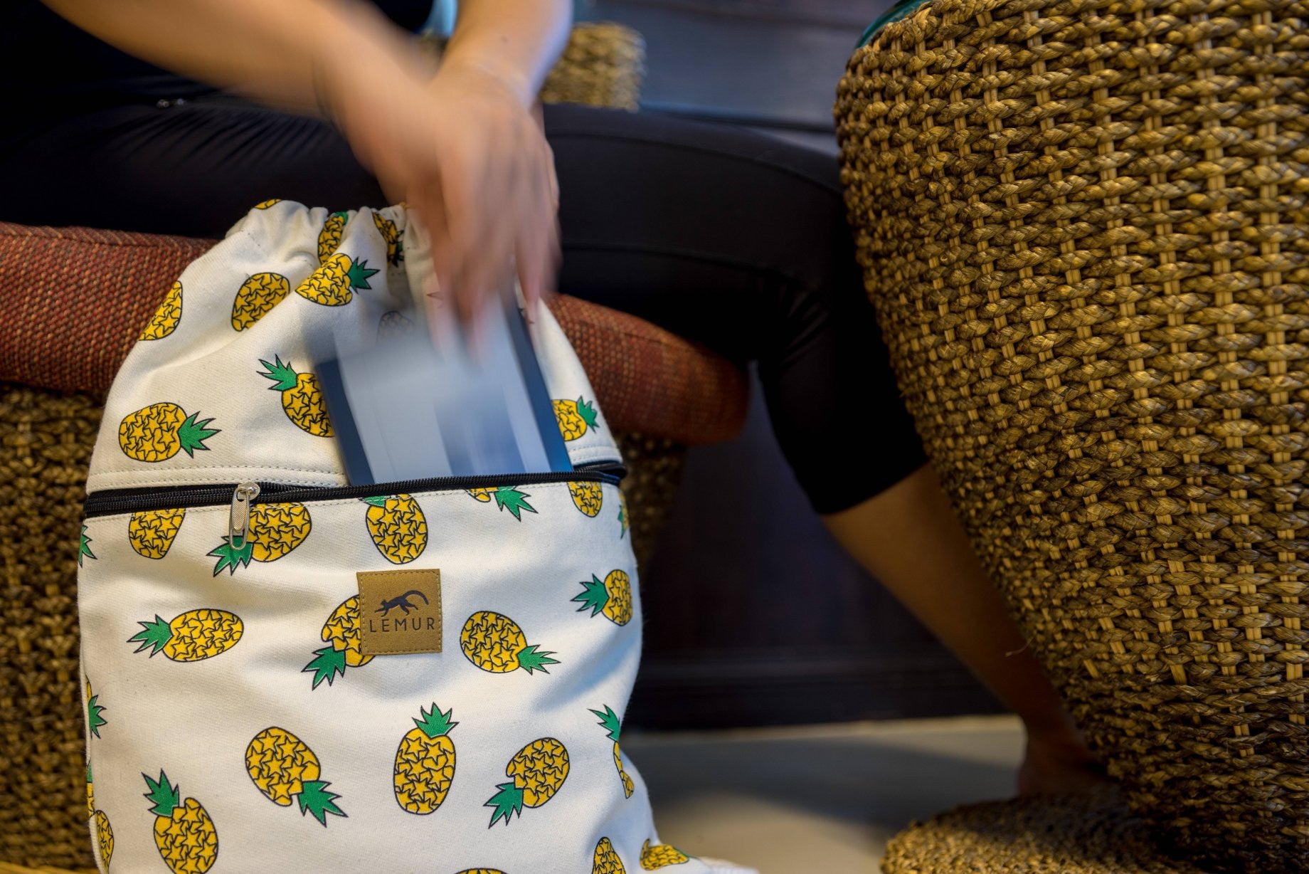 Pineapple Canvas Drawstring Backpack