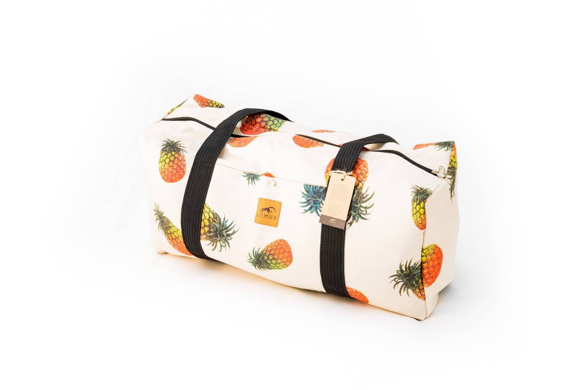 Canvas Duffel Bag - Canvas Duffel Bag - Gym Or Sports Bag, Carry-On Travel Luggage By Lemur Bags (Pineapples)