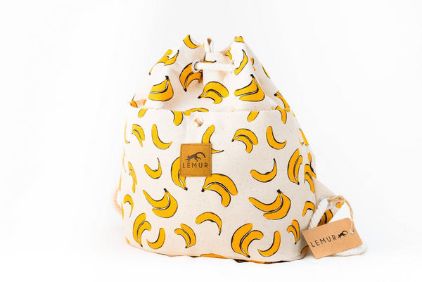 Canvas Travel Daypack - Canvas Travel Daypack - Rope Drawstring Cinchsack By Lemur Bags (Bananas)