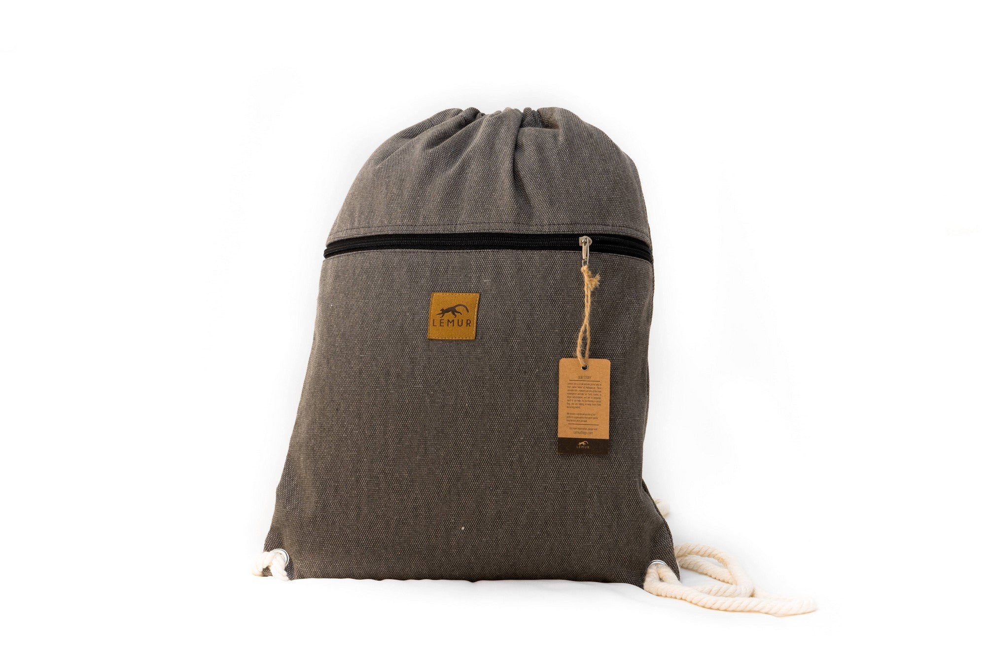 Stone Gray Canvas Drawstring Backpack – Lemur Bags