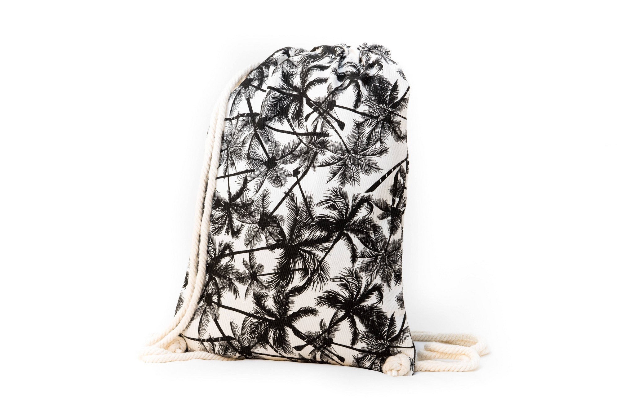 Drawstring Backpack - Drawstring Backpack - Canvas Cinch Daypack Sackpack By Lemur Bags (Tropical Palm)